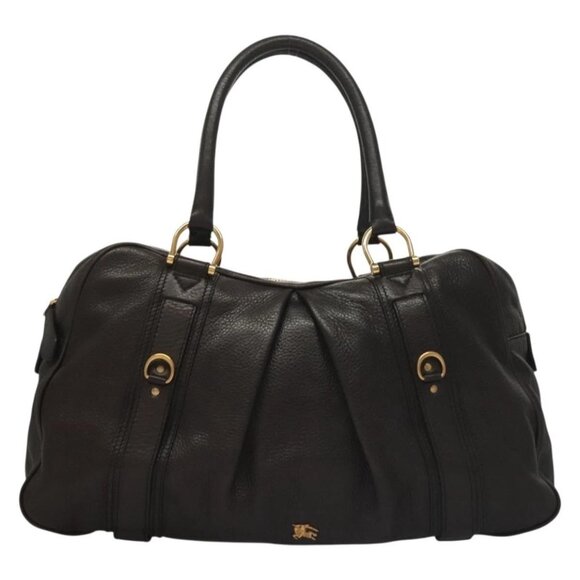 BURBERRY Shoulder Bag Leather Black Gold Auth 134105 - Picture 13 of 16